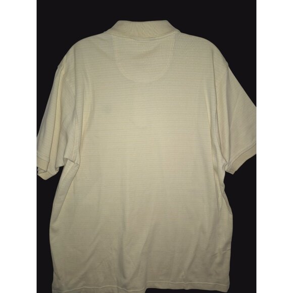 Izod Mens Yellow Striped Polo Shirt Embroidered Logo Large - Picture 6 of 8